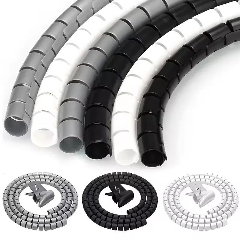 2m Flexible Spiral Cable Wire Protector Cable Organizer Computer Cord Protective Tube Clip Organizer Management Tools 16/10mm 2m Flexible Spiral Cable Wire Protector Cable Organizer Computer Cord Protective Tube Clip Organizer Management Tools 16/10mm