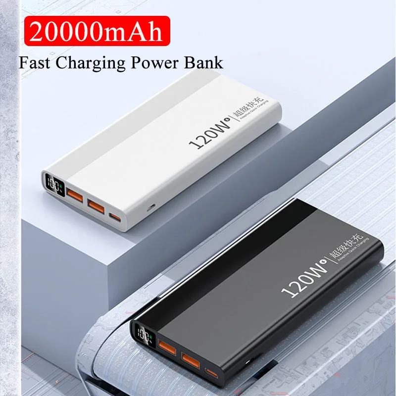 20000mAh 120W Power Bank Fast Charging Powerbank Portable External Battery Charger For iPhone 16 15 14 Pro Samsung Huawei Xiaomi