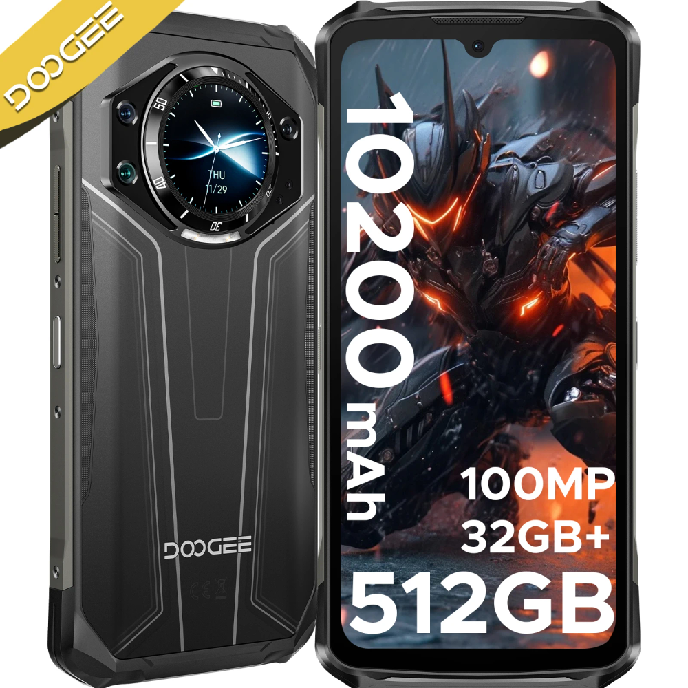 DOOGEE S119 Rugged Phone 1.32" Rear Display 6.72" FHD+IPS 32GB(8+24) 512GB 100MP Camera 10200mAh Battery IP68 NFC Cellphone