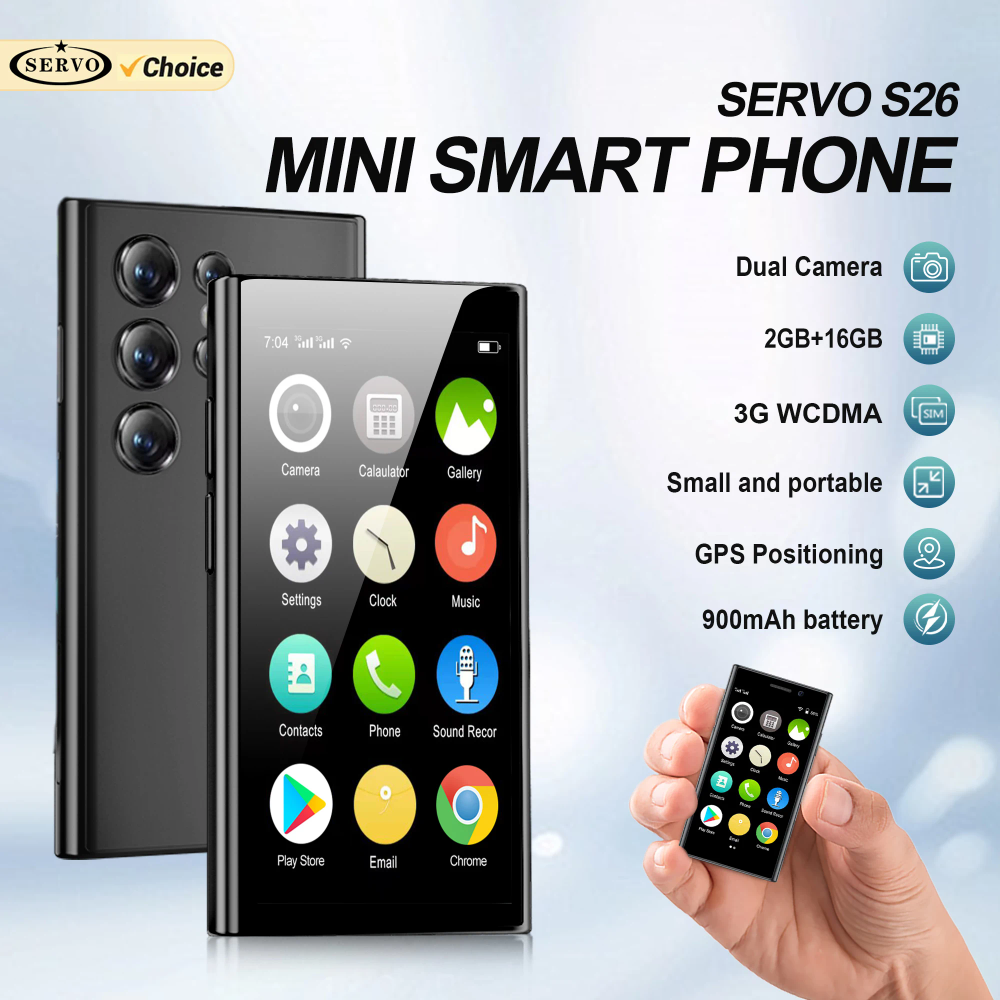 SERVO S26 3G Mini Smartphone Android9.0 OS 2GB+16GB Play Store WhatsAPP WiFi Face Unlock 3.0" Dual SIM Small Smart Mobile Phones