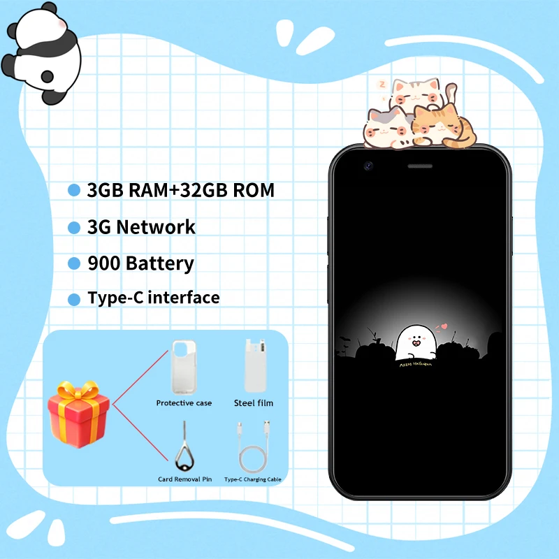 Mini24 3.0-inch Android Mini Smartphone 3GB RAM 32GB ROM Dual SIM Dual Standby 3G Mobile Phone Google Play Store