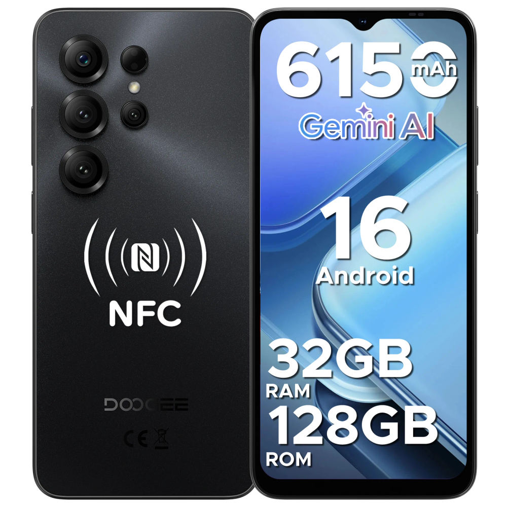 DOOGEE Note56X Pro Cell Phone Android 16 6.56'' HD+ 90Hz Display 32GB+128GB 6150mAh Large Battery T7225 Octa-Core Smart Phone