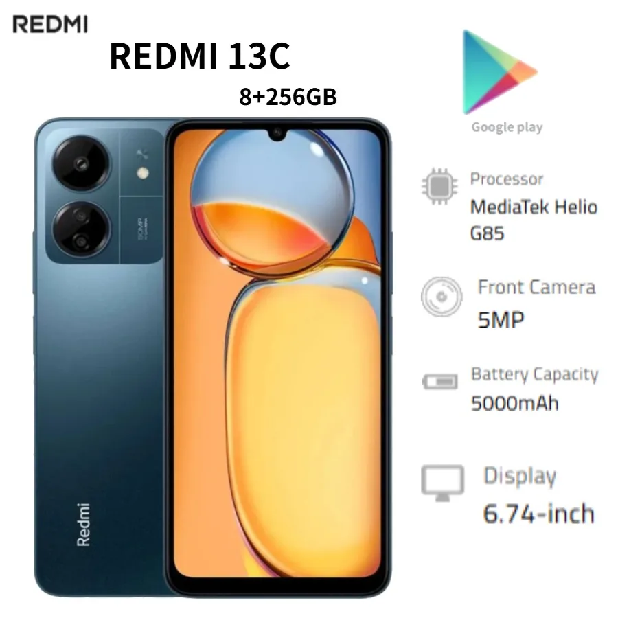 2026 new Redmi13c Global Version 8+ 256 GB Mobile Phone, 6.74 inches, 5000 mAh battery