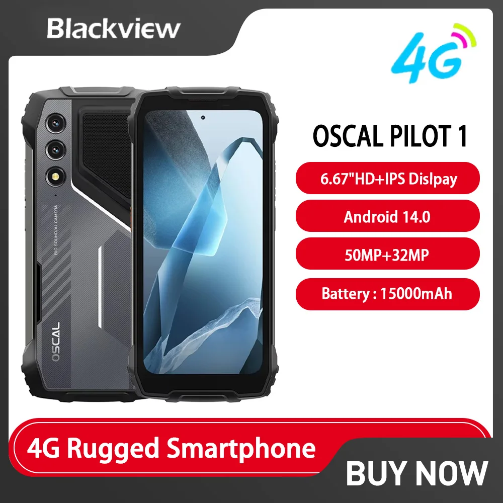 NEW Blackview OSCAL PILOT 1 Rugged Smartphone Android 14 6GB RAM 256GB ROM 15000mAh 50MP Camera Mobile Phone FM Fingerprint NFC