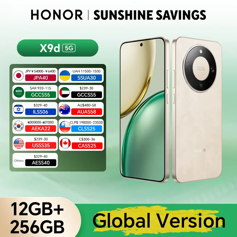 New Global Version HONOR X9d 12GB+256GB 5G Smartphone 6.79'' 120Hz AMOLED Screen 108MP AI Main Camera 8300 mAh 66W Supercharging