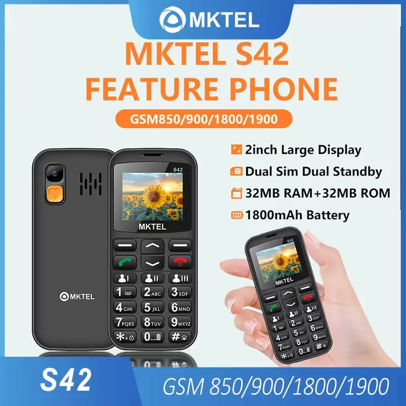 MKTEL S42 Feature Phone 2.0 inch Big Button Dual Sim Standby ...