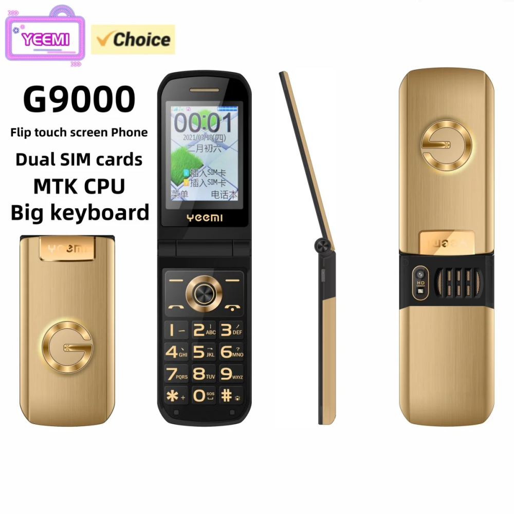 YEEMI G9000 Flip Mobile Phone 2.6inches GSM Big Keyboard Dual SIM Card Flashlight FM Radio Bluetooth E-book Camera 2G Cellphone YEEMI G9000 Flip Mobile Phone 2.6inches GSM Big Keyboard Dual SIM Card Flashlight FM Radio Bluetooth E-book Camera 2G Cellphone