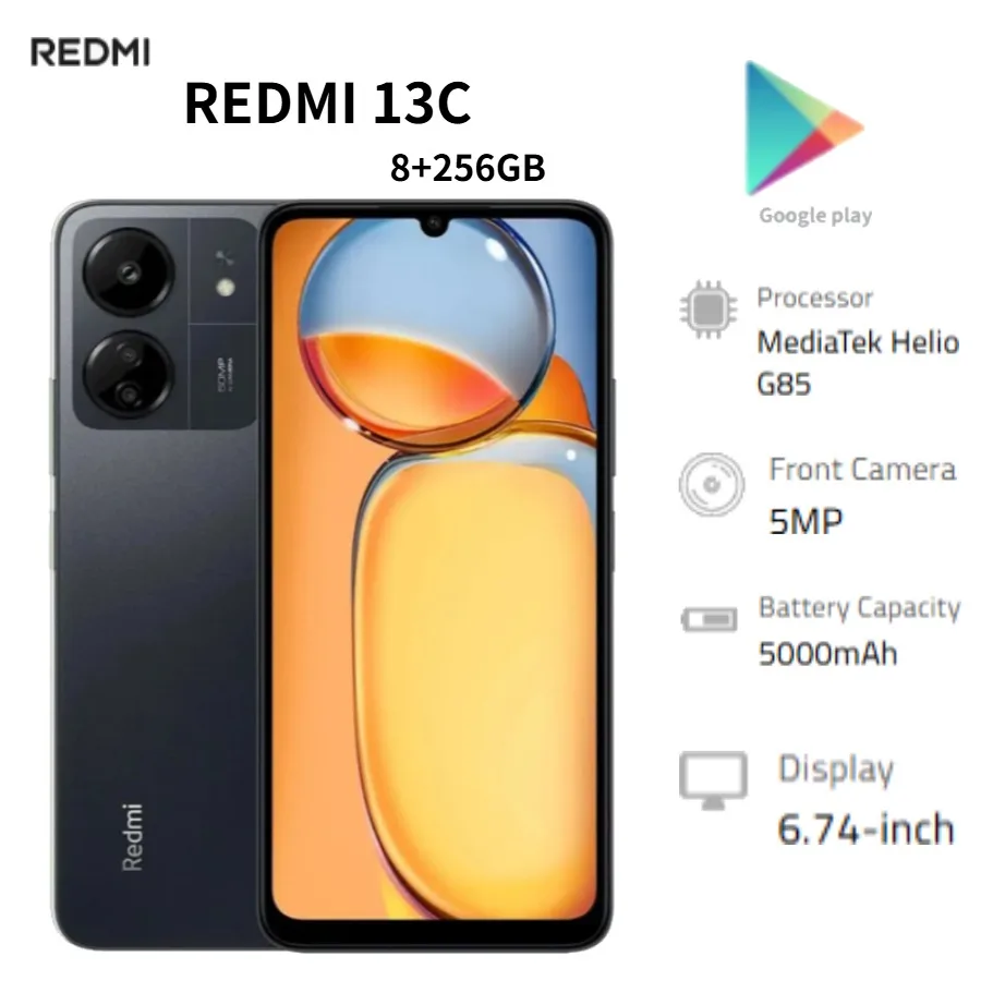 2026 new Redmi 13C 8+256GB Smartphone, 6.74-inch Full HD+ 90Hz LCD Display, 5000mAh Battery, Snapdragon 870 5G