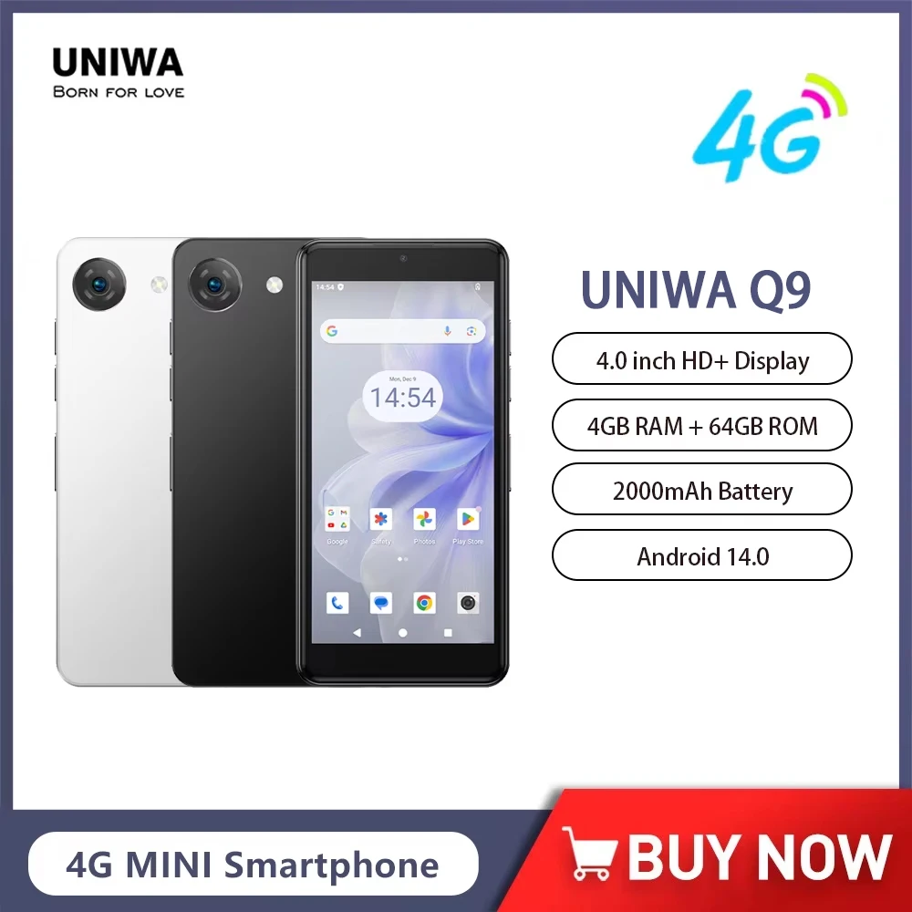 UNIWA Q9 Mini 4G Smartphone Android 14 Unisoc T606 4 Inch qHD 4GB RAM 64GB ROM Mobile Phone 2000mAh Face ID Small Cell Phone UNIWA Q9 Mini 4G Smartphone Android 14 Unisoc T606 4 Inch qHD 4GB RAM 64GB ROM Mobile Phone 2000mAh Face ID Small Cell Phone