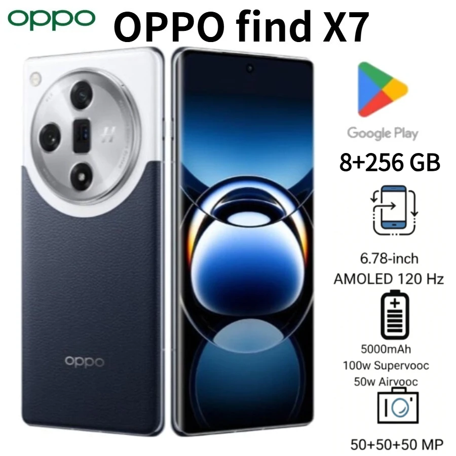 2026 Newest Models OPPO Find X7 International Version 8GB RAM 256GB Factory Unlocked 6.78' 4500nits Peak Brightness 50MP