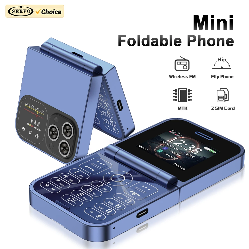 SERVO F15 Mini GSM Flip Mobile Phone 2 SIM Blacklist Magic Voice Auto Call Record Speed Dial MP4 Torch Cute Tiny Fold Cellphones