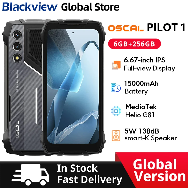 Blackview Oscal PILOT 1 Rugged phone 6.67-inch HD+ 90Hz Display 5W BOX Speaker 6GB 256GB Helio G81 CPU 15000mAh NFC Cellphone Blackview Oscal PILOT 1 Rugged phone 6.67-inch HD+ 90Hz Display 5W BOX Speaker 6GB 256GB Helio G81 CPU 15000mAh NFC Cellphone