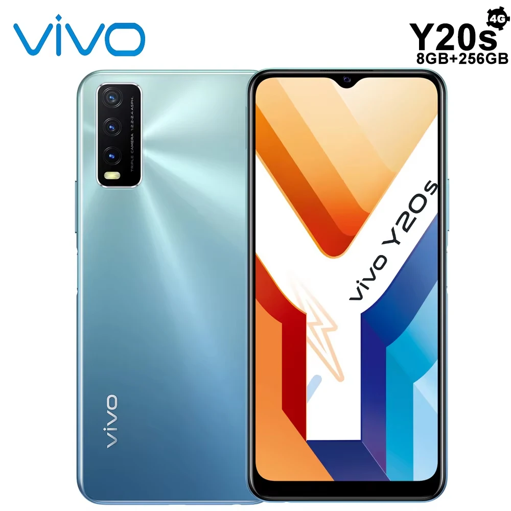 Original VIVO Y20S 4G music mobile phone 13mp+2MP+2mp camera, 8GB+256gb 5000mAh battery, long battery life, support NFC function