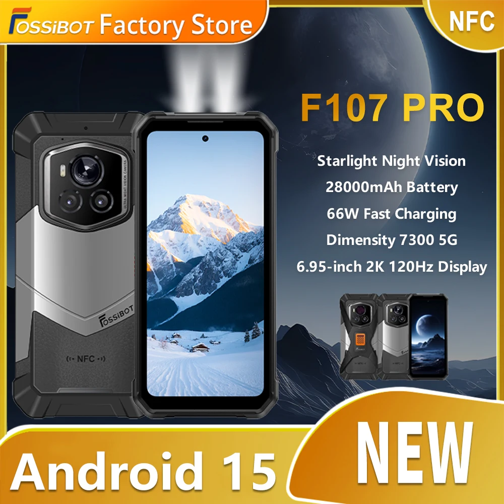 NEW Fossibot F107 PRO Rugged Phone Infrared Night Vision 28000mAh 66W Dimensity 7300 5G 50M Flashlight 12GB+512GB Android 15 NEW Fossibot F107 PRO Rugged Phone Infrared Night Vision 28000mAh 66W Dimensity 7300 5G 50M Flashlight 12GB+512GB Android 15