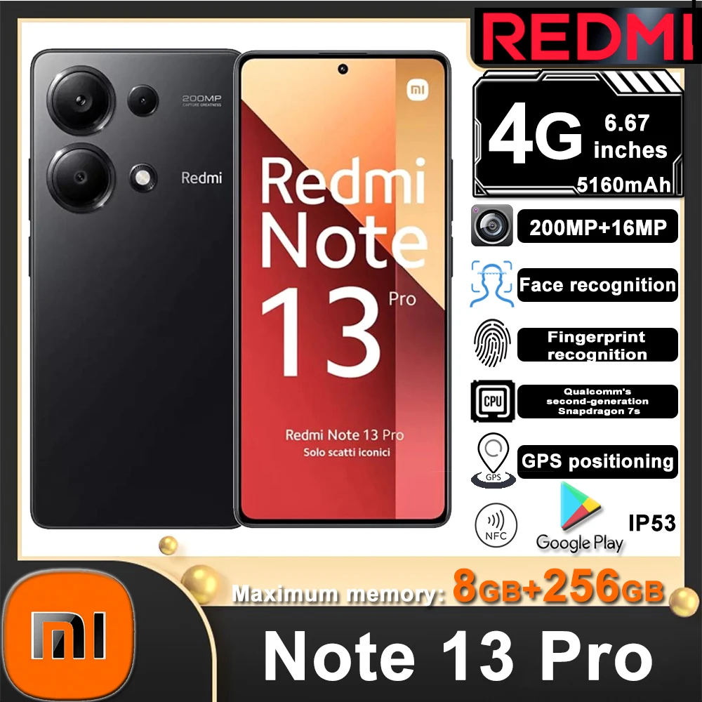 Original XIAOMI Redmi Note 13 pro 4G 6.67-inch 120Hz 2712×1220 resolution 200 million pixels 8GB+256GB with NFC function