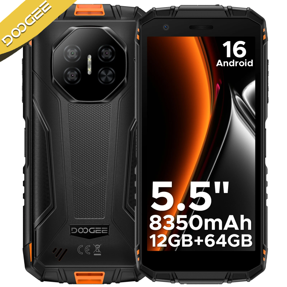 DOOGEE Fire 3 Rugged Phone 8350mAh Battery 5.5'' Display 12GB RAM (3GB+9GB)+64GB ROM Android 15 Smartphone Widevine L1 Cellphone