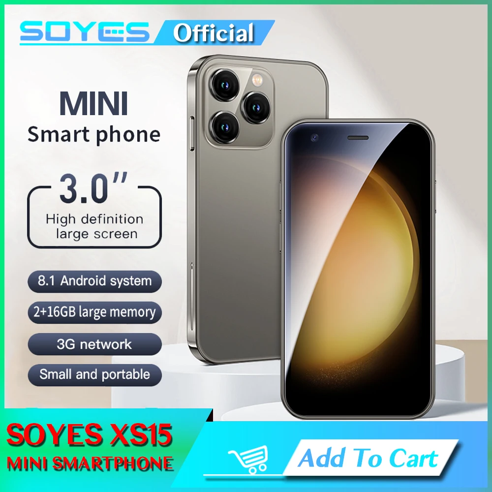 SOYES XS15 Series Mini Android8.1 Smart Phone 3.0 Inches 2GB RAM 16GB ROM Dual SIM Standby Play Store 3G Little Phone