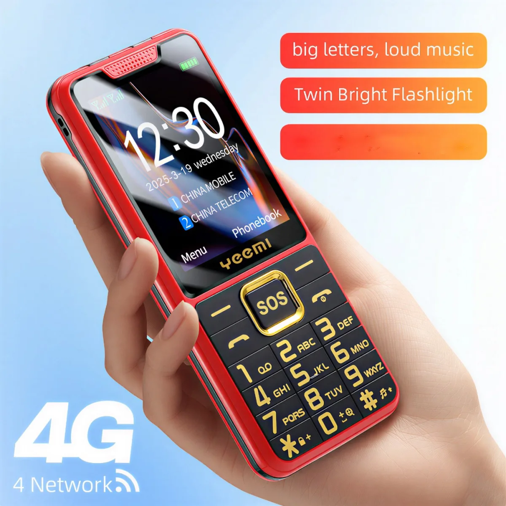 4G Big Button Senior Cell Phone SOS Emergency Call Large Fonts Dual SIM Long Battery Loud Clear Audio Phones for Elderly Users
