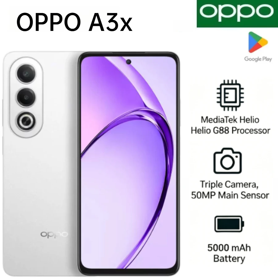 2026 New Model OPPO A3x Global Version Smartphone, 6.67 Inch 120Hz Display, Large 5100mAh Battery 45W Fast Charge, Dual SIM Wate