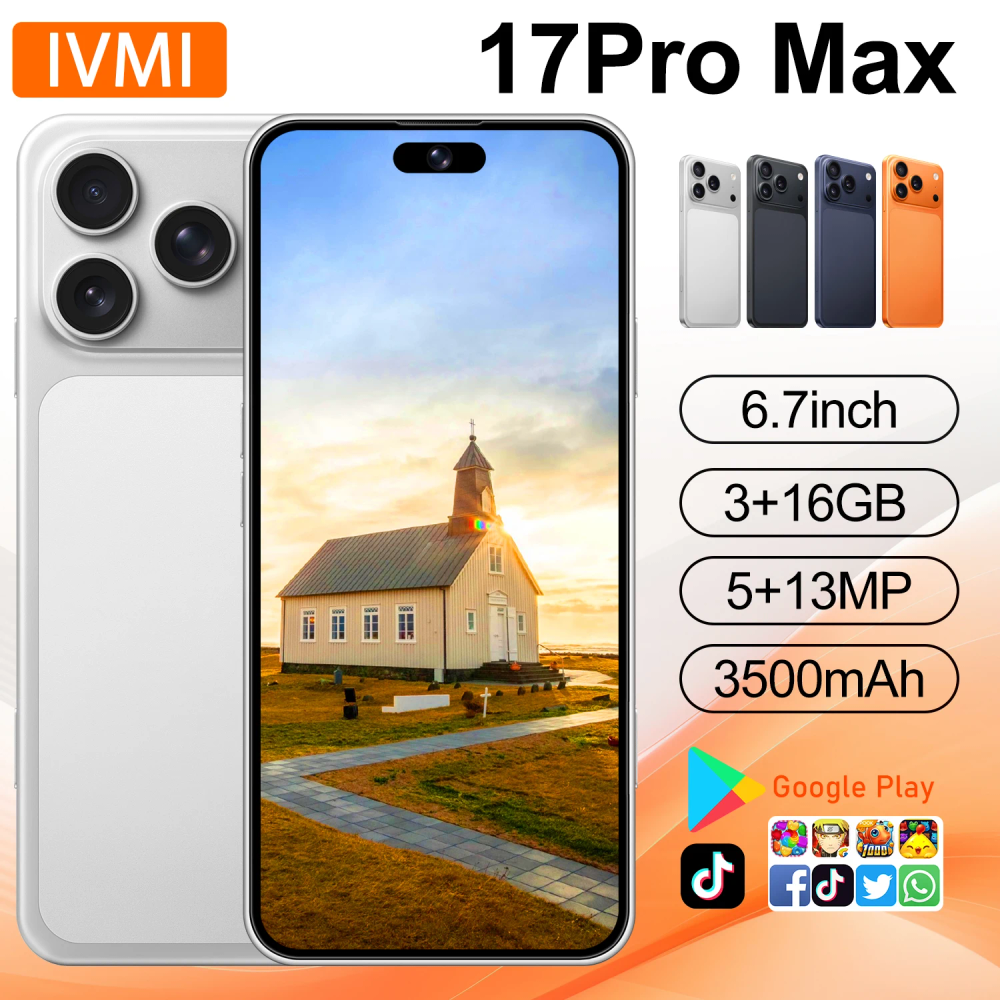 IVMI 17 Pro Max 6.7" Smartphone 3GB+16GB 5MP+13MP Camera Bluetooth Wi-Fi Google Supported Mobile Phone