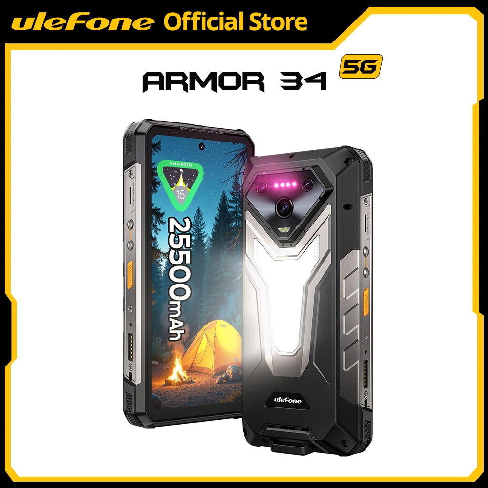 【World Premiere】Ulefone Armor 34 5G AI Rugged Phone 25500mAh Up to 32GB+512GB 120Hz 6.95" NFC Android 15 Smartphon 【World Premiere】Ulefone Armor 34 5G AI Rugged Phone 25500mAh Up to 32GB+512GB 120Hz 6.95" NFC Android 15 Smartphon