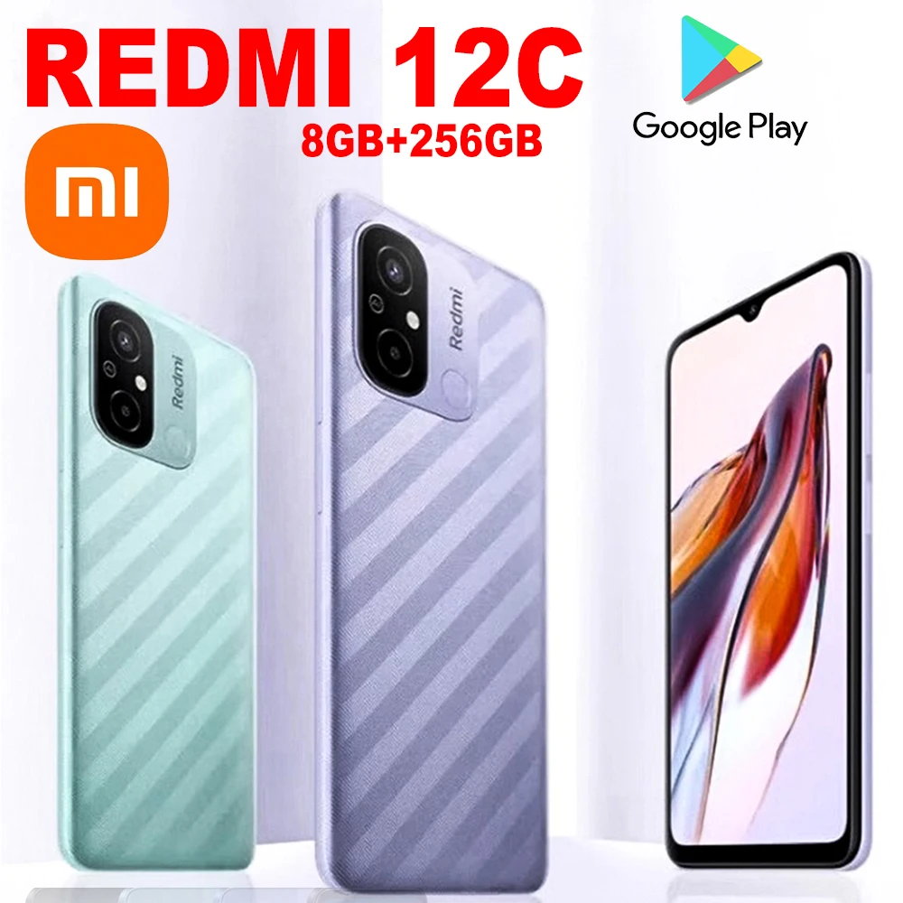 XIAOMI Redmi 12C fashion smartphone 8GB+256GB/5000mah battery capacity/back fingerprint/facial recognition/support GPS