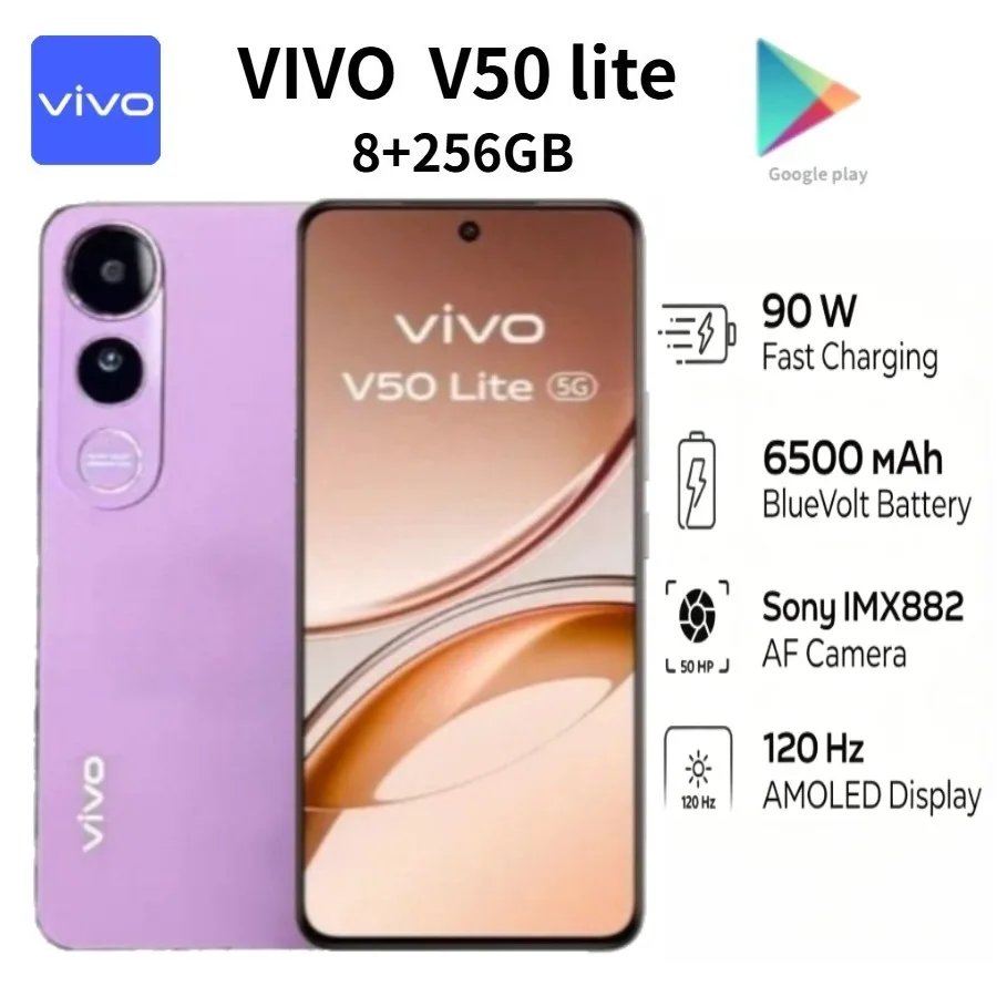 2026 Latest Model Vivo V50 Lite Global Version 6.77 Inch 120Hz Smooth Display HD Camera Large Capacity Battery Fast Charging