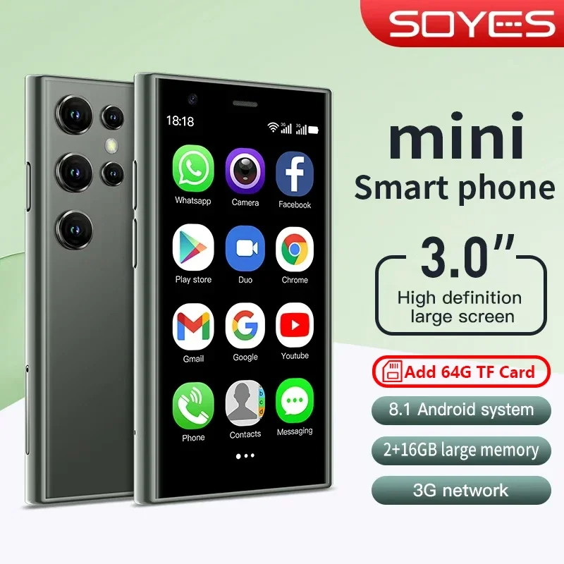 SOYES S23 pro Mini Smartphone 3.0-Inch Display 16GB HD Dual Camera Dual SIM Quad-Core Miniature Cell Phone