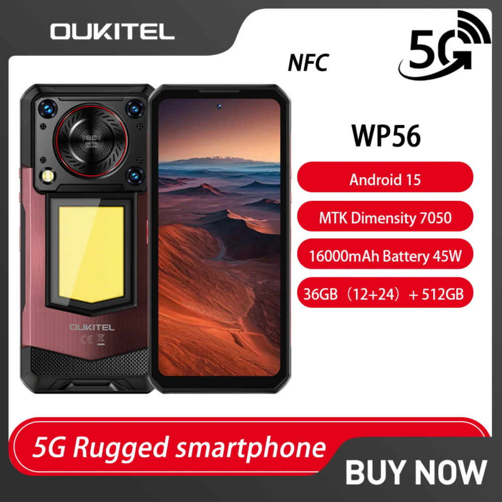 NEW OUKITEL WP56 Rugged Mobile Phone16000mAh 45w 36GB+512GB 6.8 FHD 120Hz Cell Phone MTK7050 108MP BT5.2 Android15 Smartphone NEW OUKITEL WP56 Rugged Mobile Phone16000mAh 45w 36GB+512GB 6.8 FHD 120Hz Cell Phone MTK7050 108MP BT5.2 Android15 Smartphone