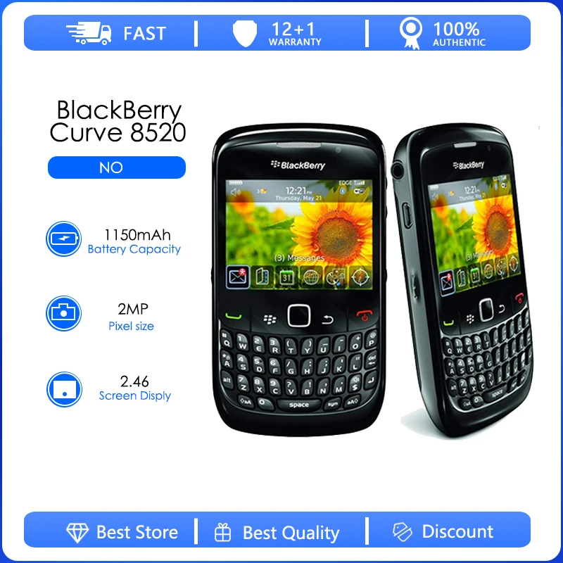 BlackBerry 8520 Refurbished-Original 8520 Curve Mobile Phone Smartphone Unlocked 3G WIFI 8520 Cellphone free shipping