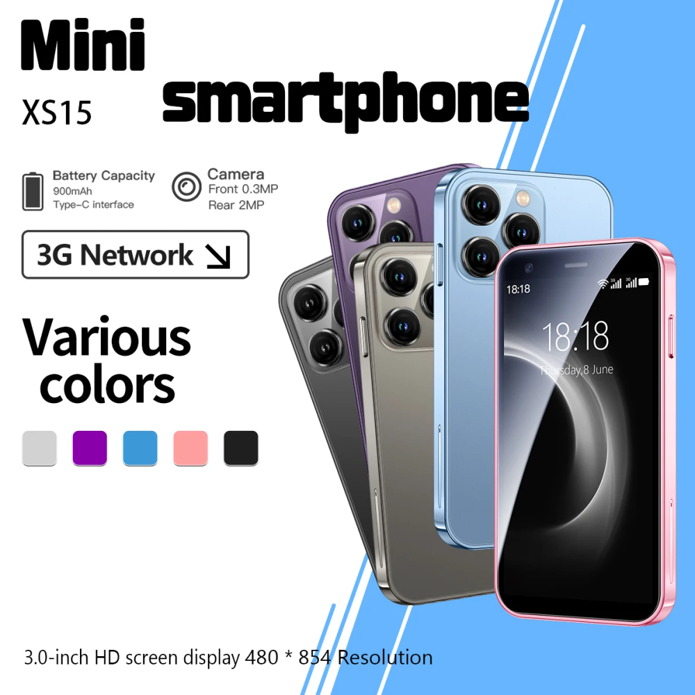 Mini Smartphone 3G Unlocked 3.0 Inch HD Android Dual SIM Quad Core 2GB+16GB Pocket Small Phone for Kids Students Backup