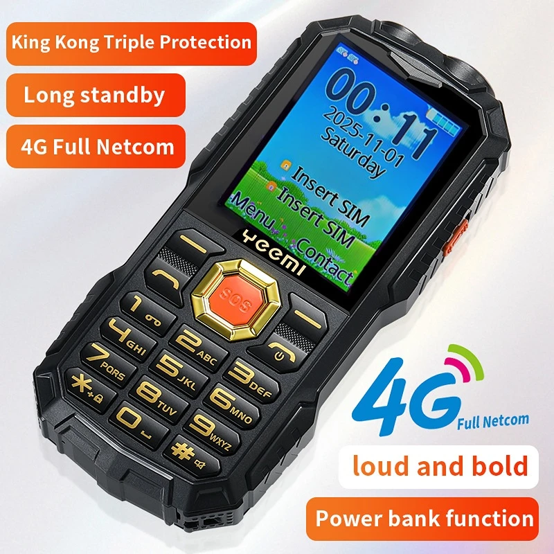 4G Rugged Shockproof Bar Phone Retro Keypad Mobile Phone No Apps Simple Cell Phone Big Battery Loud Speaker Flashlight SOS 4G Rugged Shockproof Bar Phone Retro Keypad Mobile Phone No Apps Simple Cell Phone Big Battery Loud Speaker Flashlight SOS
