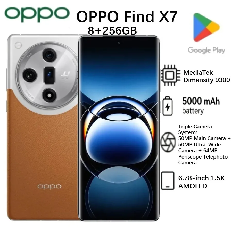 2026 new OPPO Find X7 Dual SIM 100W Fast Charging 8+256GB Storage Exceptional Battery Life Smartphone - Unlocked for Global Use
