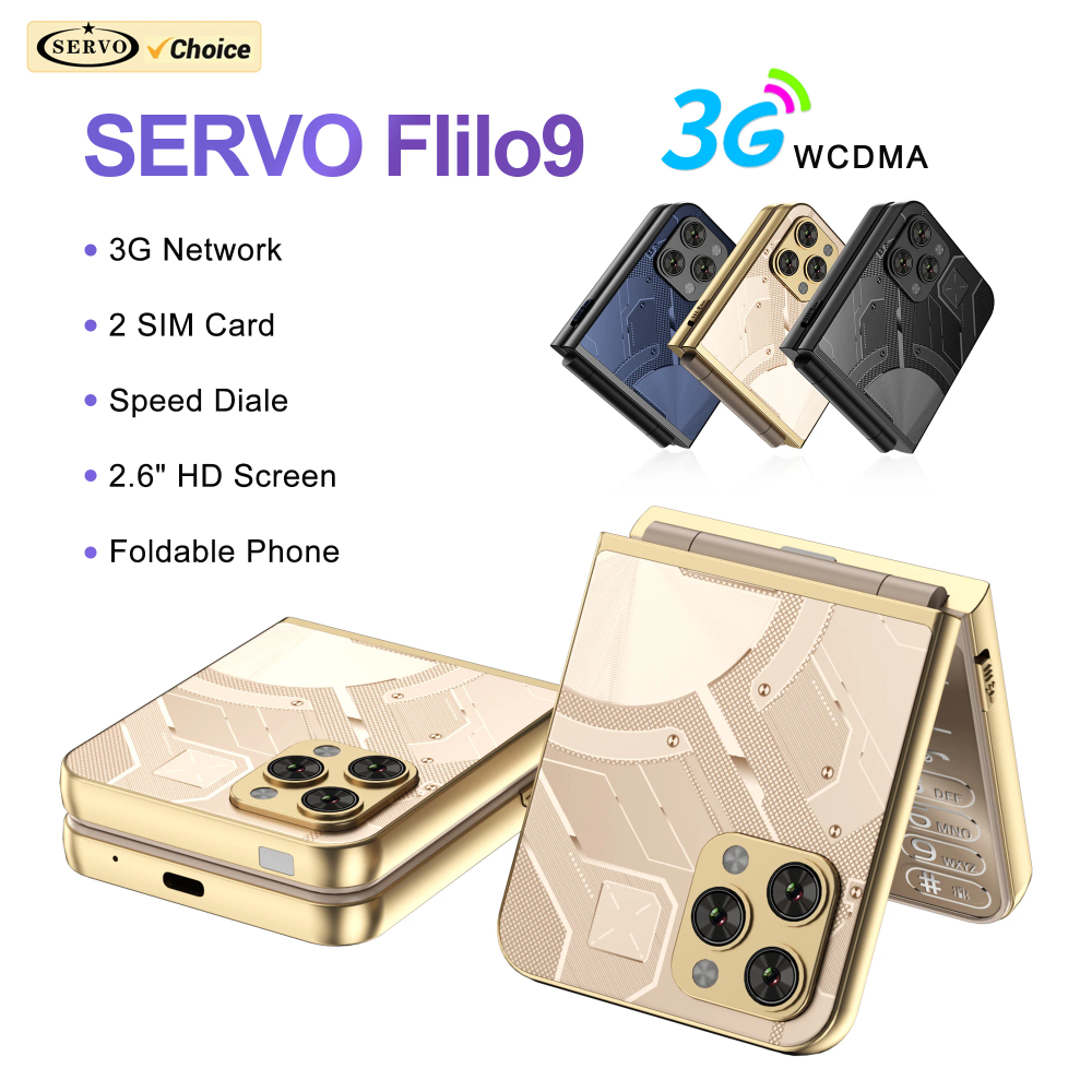 SERVO Flilo9 Folding Mobile Phone Dual SIM Standby Call Recording Speed Dial FM Radio Torch 3G WCDMA Foldable Button Cellphones SERVO Flilo9 Folding Mobile Phone Dual SIM Standby Call Recording Speed Dial FM Radio Torch 3G WCDMA Foldable Button Cellphones