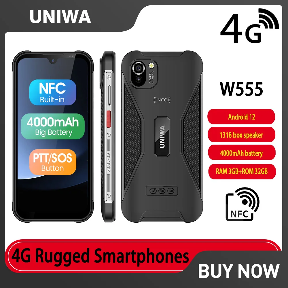 UNIWA W555 Global Version 4G Smartphones 3G+32G Android 12 Mobile Phone 4000mAh Battery NFC Multi-language 13MP Rear Camera PTT UNIWA W555 Global Version 4G Smartphones 3G+32G Android 12 Mobile Phone 4000mAh Battery NFC Multi-language 13MP Rear Camera PTT
