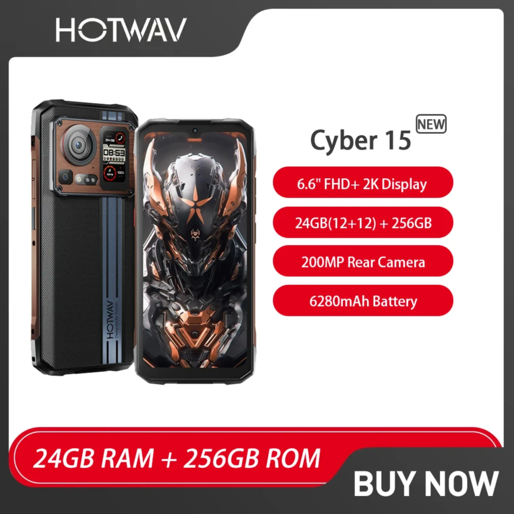 NEW HOTWAV Cyber 15 Rugged Smartphone Android13 Phone 6.6 120Hz 24GB 256GB Ultra-thin Mobile Phones 200MP 6280mAh Cellphone NFC