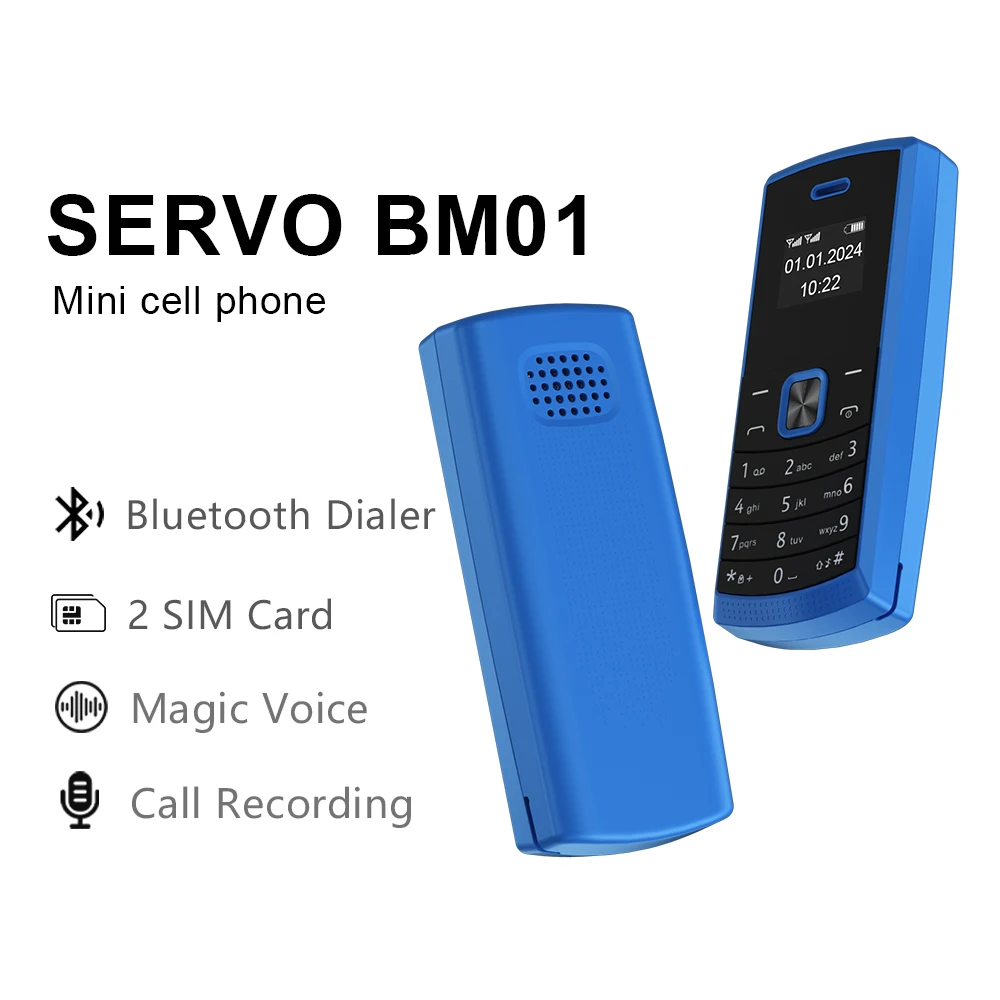 SERVO BM01 Dual SIM Cards Minimal Mobile Phone Auto Call Recording Blacklist Bluetooth Dialer Keyboard 2G GSM Small Mobile Phone SERVO BM01 Dual SIM Cards Minimal Mobile Phone Auto Call Recording Blacklist Bluetooth Dialer Keyboard 2G GSM Small Mobile Phone