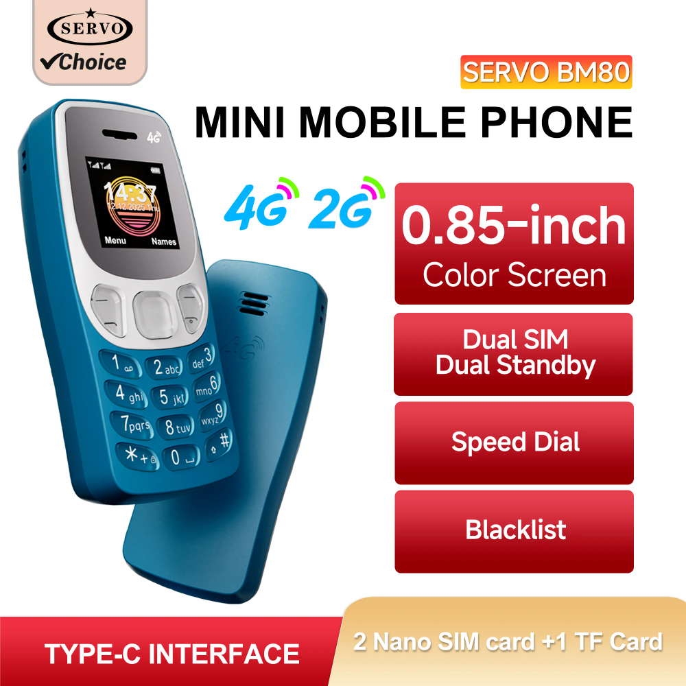 SERVO BM80 2G VS 4G Mini Mobile Phone Dual SIM Speed Dial Auto Call Recording Blacklist Magic Voice Small Cellular Phones Type-C SERVO BM80 2G VS 4G Mini Mobile Phone Dual SIM Speed Dial Auto Call Recording Blacklist Magic Voice Small Cellular Phones Type-C
