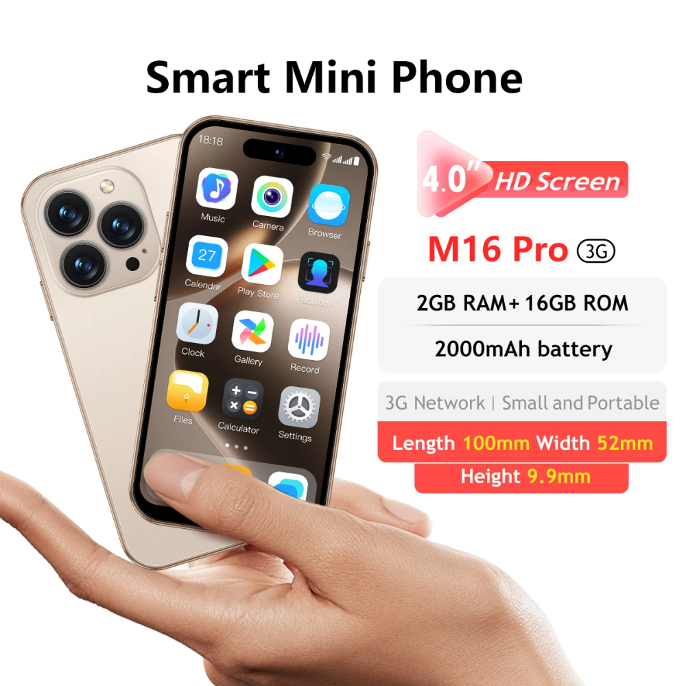 Phone Travel Mini Mobile Phone Mini Smartphone 3G LTE 2GB RAM 16GB ROM 5MP Camera Unlocked Cell Phone Ultra Small Pocket