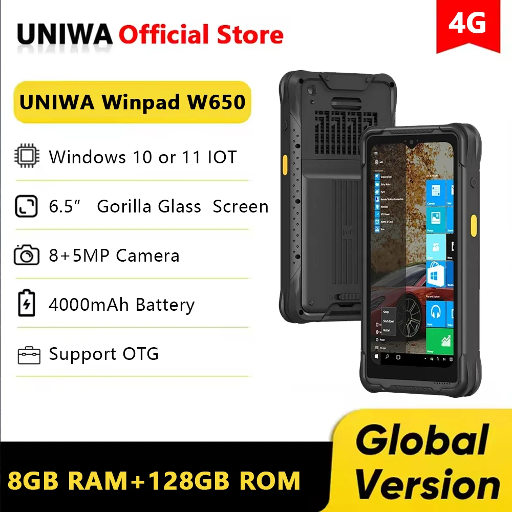 UNIWA WinPad W650 Mini Tablet 6.5 Inch Quad Core 8GB+128GB IOT Hanheld Windows PDA PC IP67 Waterproof 4000mAh Rugged Smart Pad UNIWA WinPad W650 Mini Tablet 6.5 Inch Quad Core 8GB+128GB IOT Hanheld Windows PDA PC IP67 Waterproof 4000mAh Rugged Smart Pad