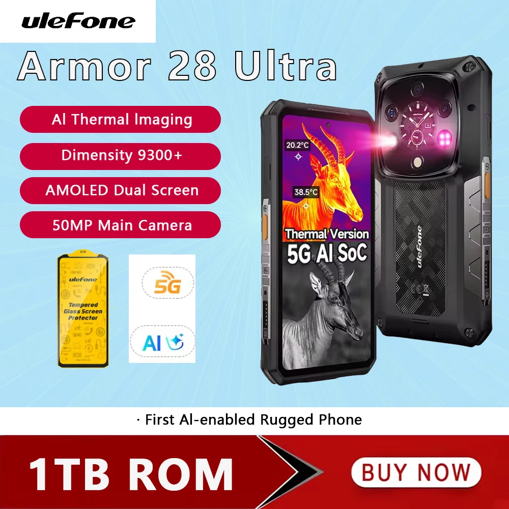 Ulefone Armor 28 Ultra 5G Thermal Imaging AI Rugged Phone 1TB ROM+32GB RAM Smartphone Android AMOLED 6.67" Dimensity 9300+ 120W Ulefone Armor 28 Ultra 5G Thermal Imaging AI Rugged Phone 1TB ROM+32GB RAM Smartphone Android AMOLED 6.67" Dimensity 9300+ 120W