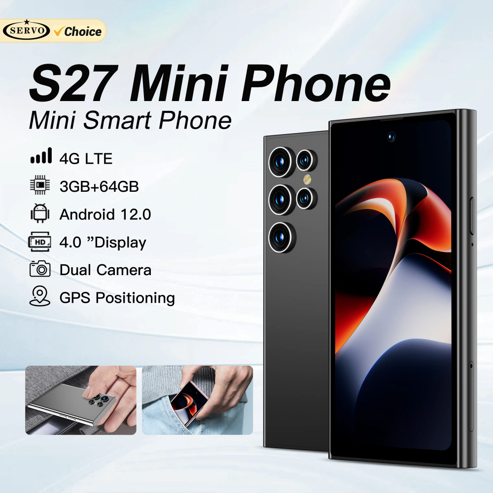 SERVO S27 Mini Android OS Cute Smartphone 4G LTE 3GB+64GB Play Store GPS WiFi Face ID 4.0" Small Smart Phones Dual SIM Standby