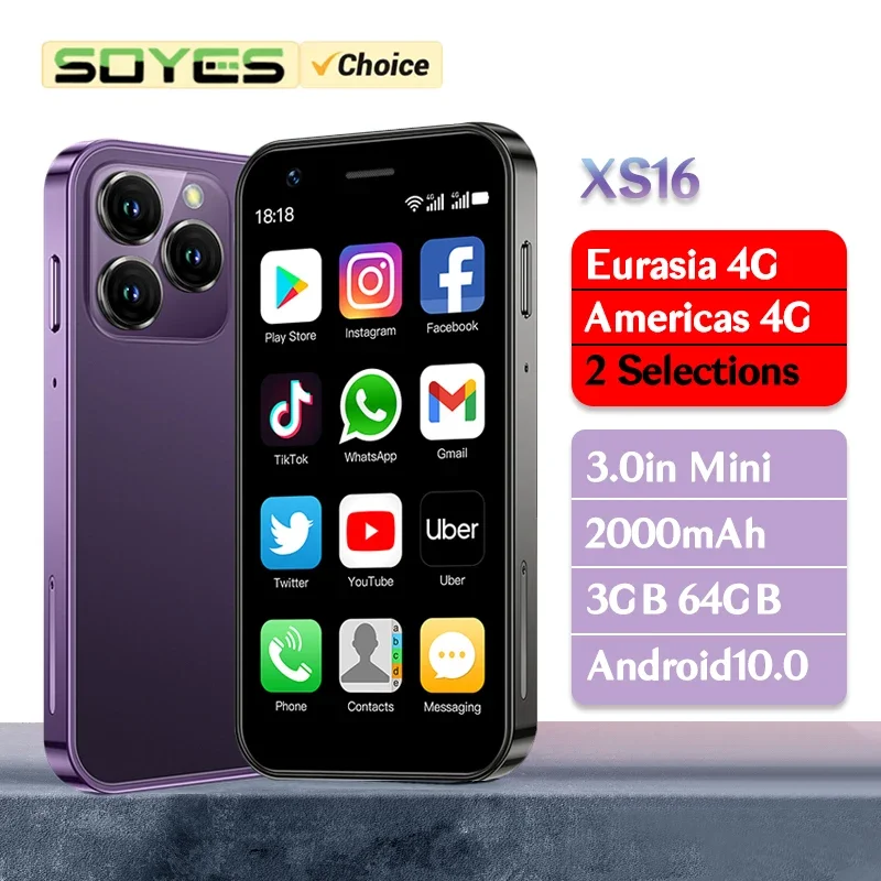 SOYES XS16 Mini Smartphone 3GB RAM 64 ROM 4G LTE Android 10.0 Quad Core 2000mAh Type C Dual SIM Standby 3.0 in Small Phone SOYES XS16 Mini Smartphone 3GB RAM 64 ROM 4G LTE Android 10.0 Quad Core 2000mAh Type C Dual SIM Standby 3.0 in Small Phone