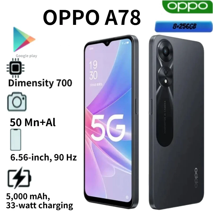 2026 (latest version) OPPO A78, Global Edition, 8GB RAM and 256GB storage, supports 67W fast charging, AMOLED display