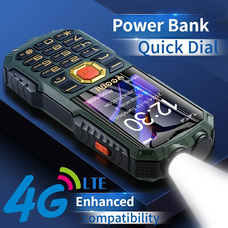 Rugged Large Battery Senior Phone Cheap 4G Durable Large Button SOS Call Long Standby Speed Dial Two Torchs Powerbank Dural Sim Rugged Large Battery Senior Phone Cheap 4G Durable Large Button SOS Call Long Standby Speed Dial Two Torchs Powerbank Dural Sim