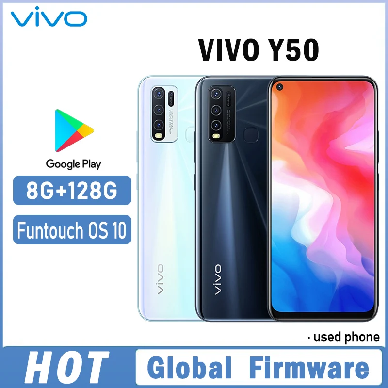 VIVO Y50 Smartphone Global Firmware Snapdragon 665 Octa Core 6.53" 5000mAh 8GB 128GB 16.0MP Cameras Y 50 Used Phone