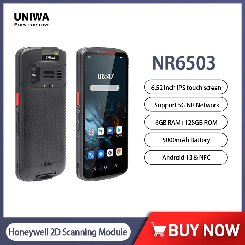 UNIWA NR6503 Smartphone Android 13 IP66 QR Scanner PDA Honeywell 2D Scanning Module 8GB+128GB RFID Reader 5000mAh 5G Network NFC UNIWA NR6503 Smartphone Android 13 IP66 QR Scanner PDA Honeywell 2D Scanning Module 8GB+128GB RFID Reader 5000mAh 5G Network NFC
