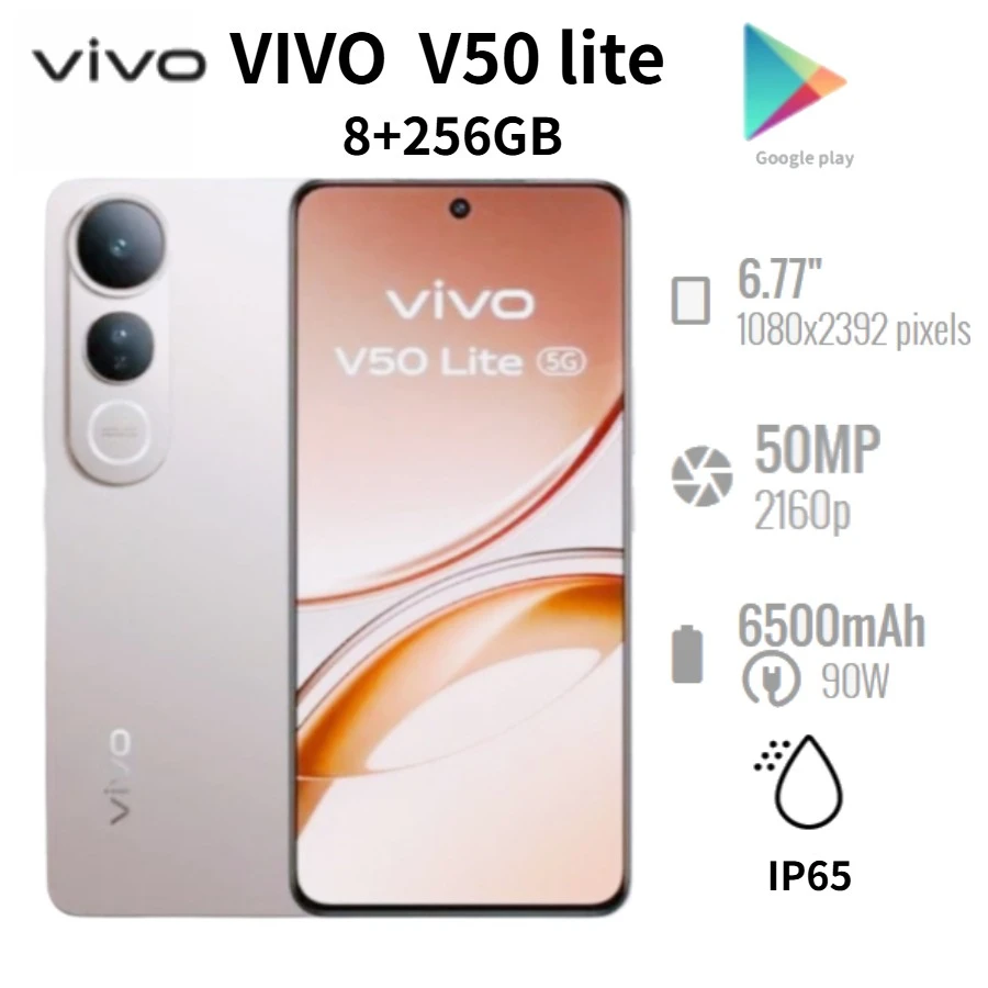 2026 new vivo V50 Lite: 6.77-inch 120Hz AMOLED display, 6500mAh battery, 50MP dual camera, 8+256GB 2026 new vivo V50 Lite: 6.77-inch 120Hz AMOLED display, 6500mAh battery, 50MP dual camera, 8+256GB