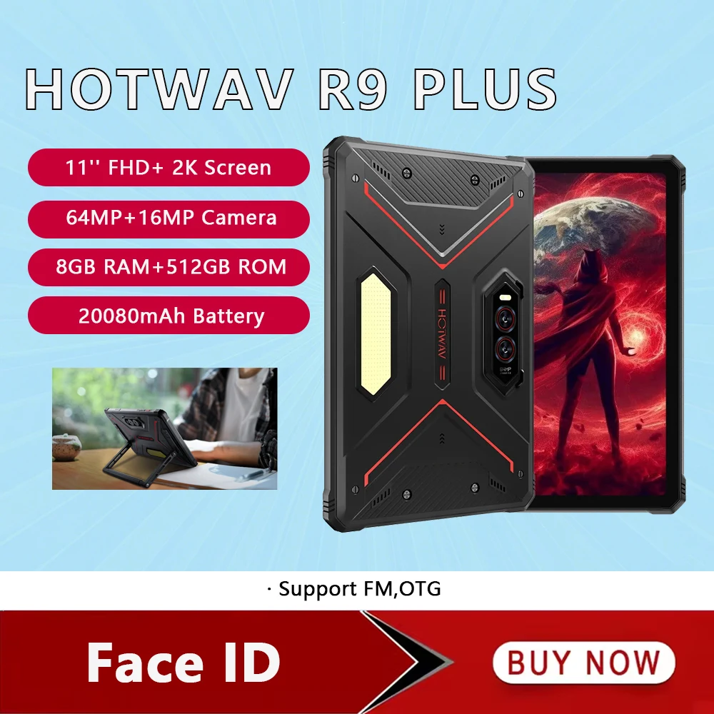 HOTWAV R9 Plus Rugged Tablet Octa-Core 11" 2K Display 8GB RAM 512GB ROM Smart Pad 10080mAh 64MP Face ID Tablets PC Android 14 HOTWAV R9 Plus Rugged Tablet Octa-Core 11" 2K Display 8GB RAM 512GB ROM Smart Pad 10080mAh 64MP Face ID Tablets PC Android 14