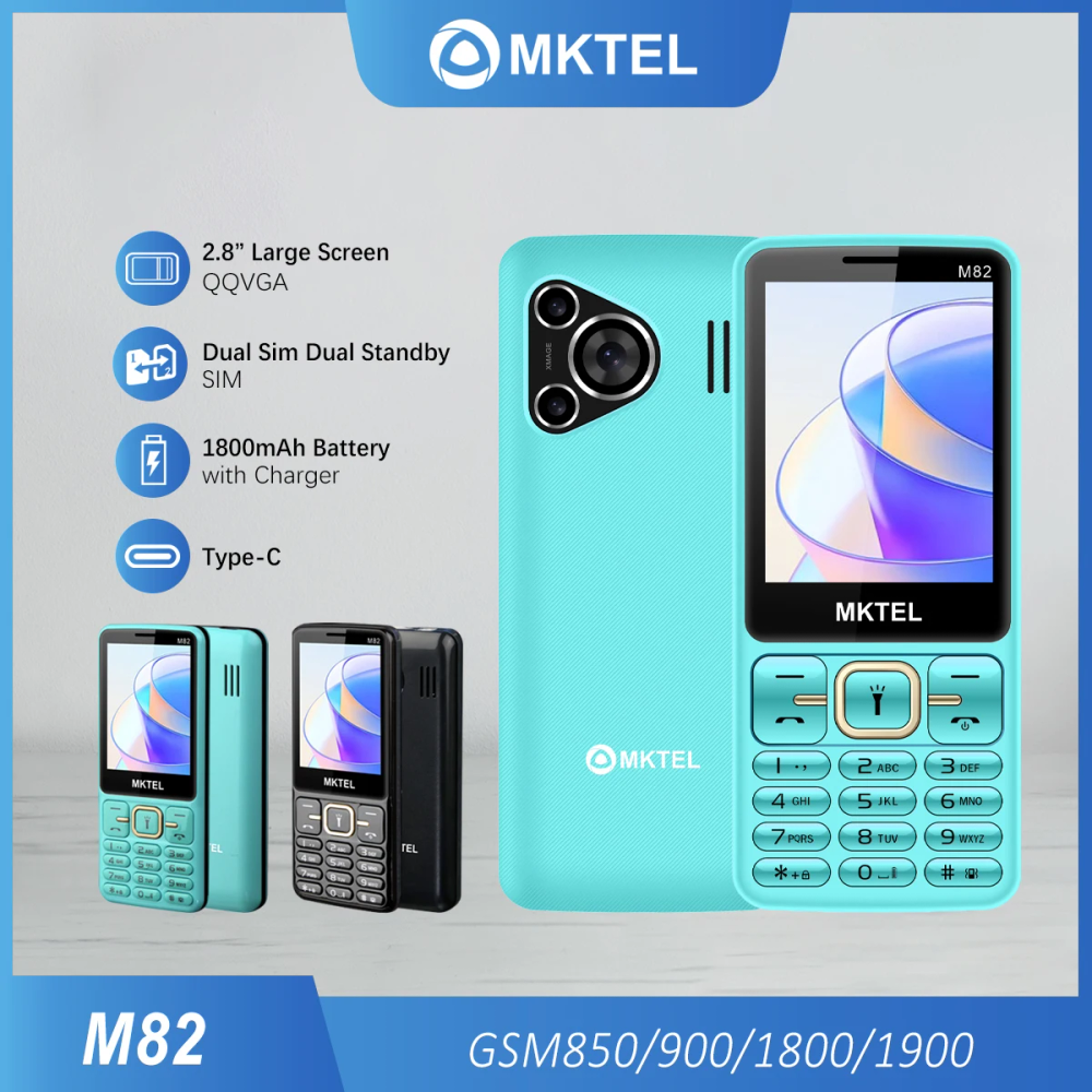 MKTEL M82 Feature Phone 2.4inch Display Dual Sim Dual Standby MTK6261M 1800mAh MP3/MP4/FM/Radio/Bluetooth/GPRS/GSM 850/900/1800/